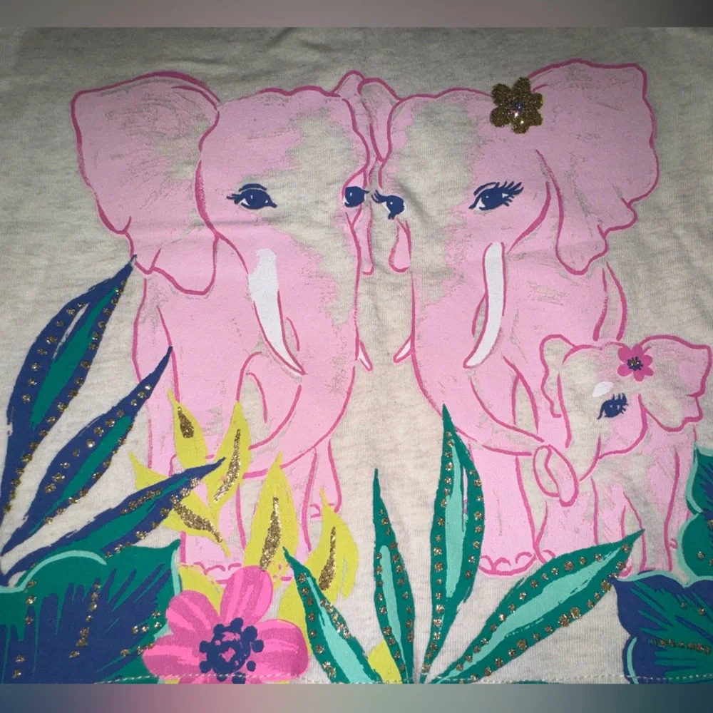 GAP Baby Girls 18-24M Pink Elephant Ruffle Tank Top